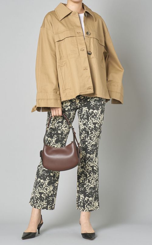 プリントデニムクロップドパンツ