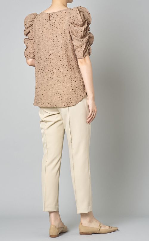 ドットフリルスリーブブラウス