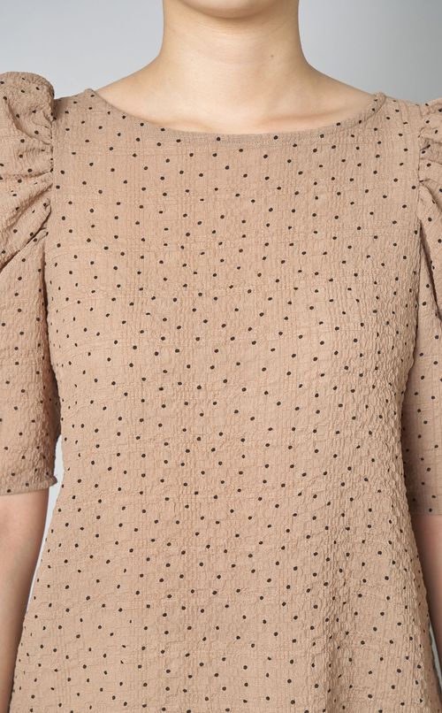 ドットフリルスリーブブラウス