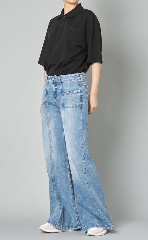 ウォッシュドデニムフレアパンツ