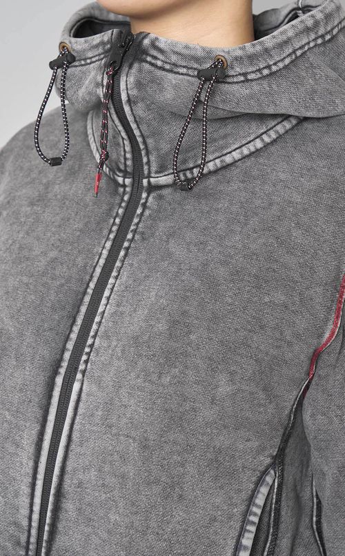 コットンショート丈ジップアップフーディ