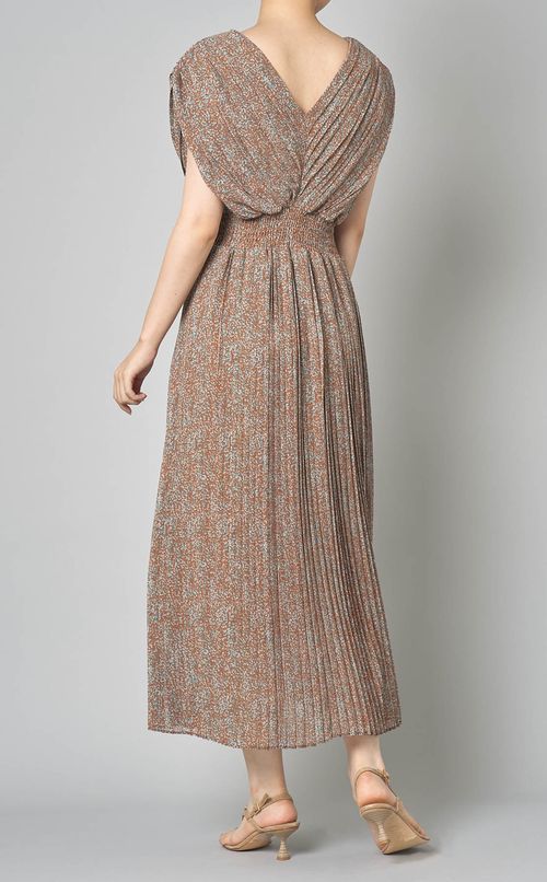 プリントプリーツワンピース