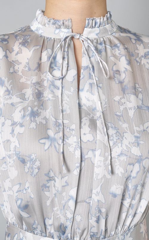 プリントサテンフレアワンピース