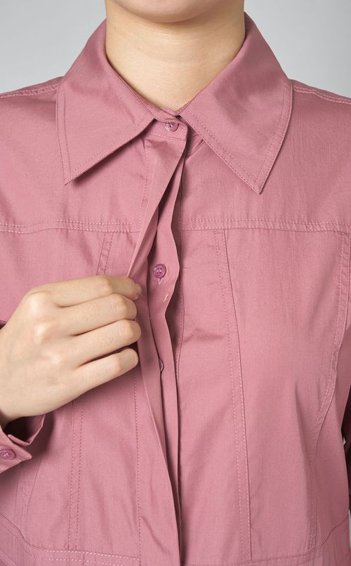 コットンフレアシャツワンピース