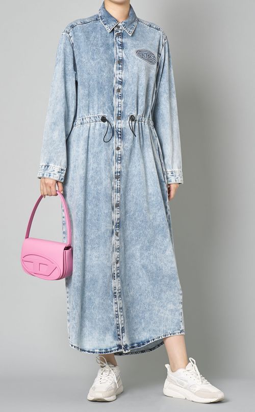 ライトデニムドローコードワンピース