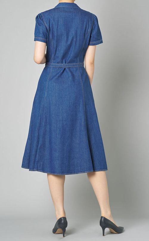 デニムパフスリーブシャツドレス