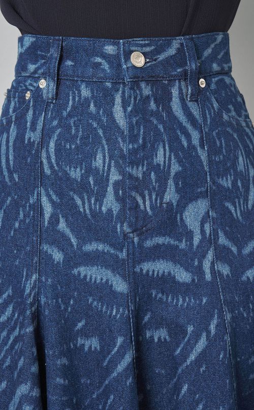 デザインヘムデニムフレアスカー卜