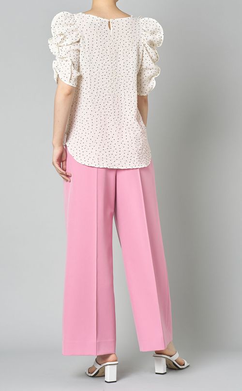 ドットフリルスリーブブラウス