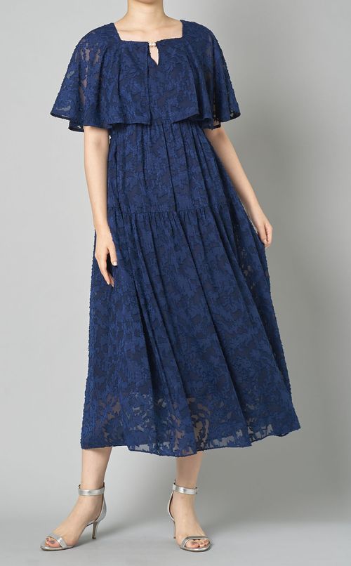 カットジャガードフレアワンピース