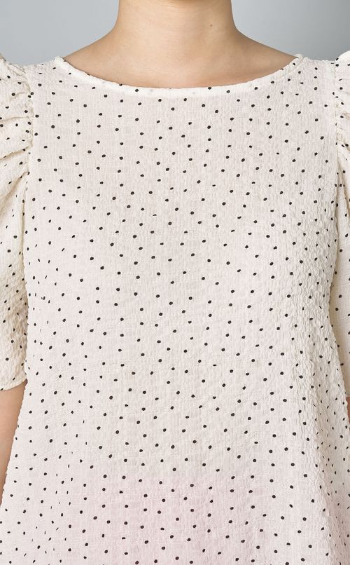 ドットフリルスリーブブラウス