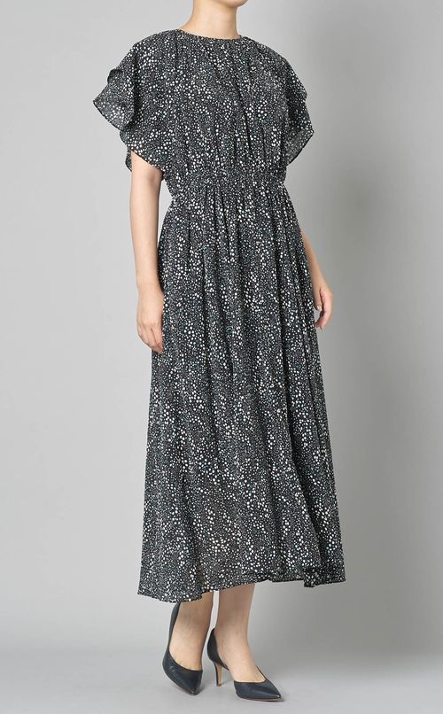 ドットプリントフリルワンピース