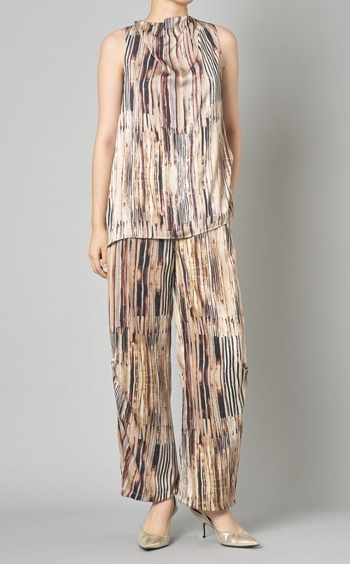 ベルト付きコンフォートワイドパンツ