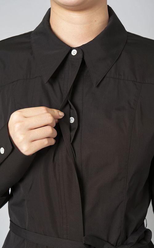 コットンベルテッドシャツワンピース