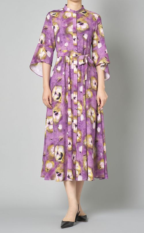 フラワープリントベルテッドワンピース