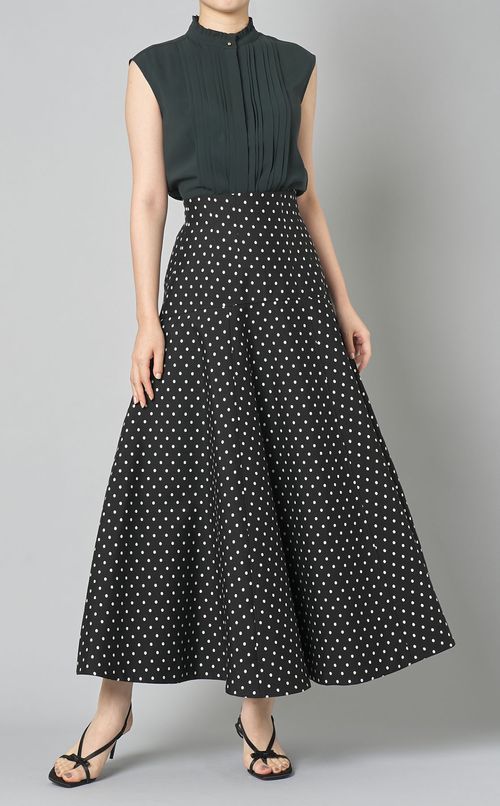ハイウェストドットフレアスカート