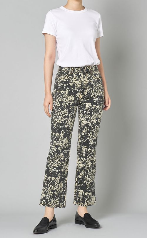 プリントデニムクロップドパンツ