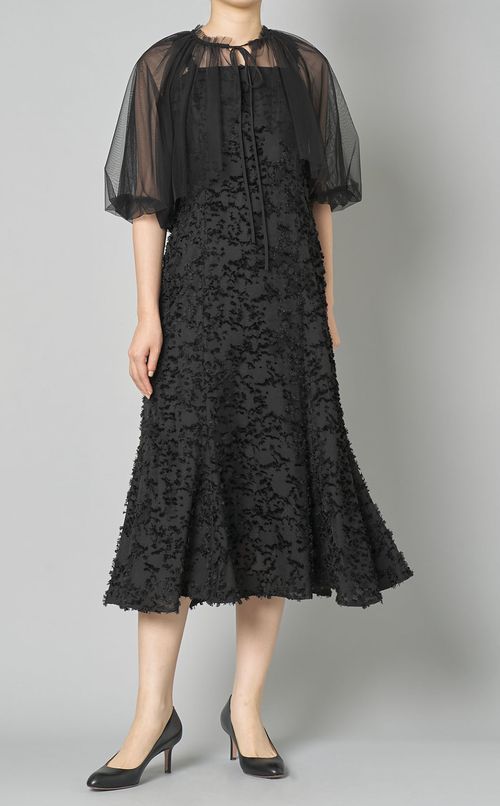カットジャガードチュールボレロドレス