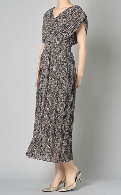 プリントプリーツワンピース