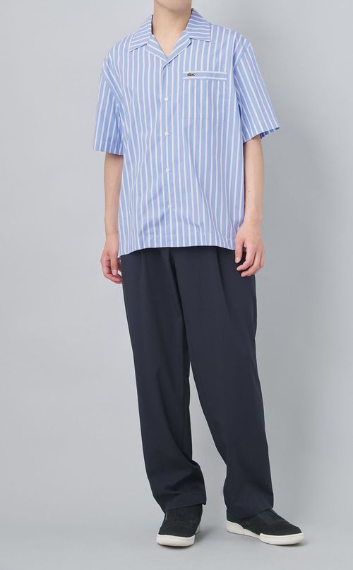 ストライプオープンカラーシャツ