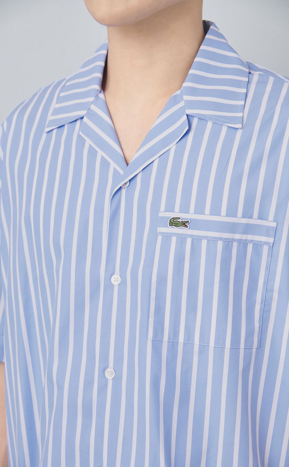 ストライプオープンカラーシャツ