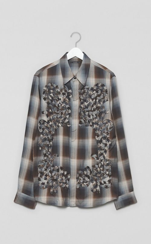 チェックエンブロイダリーシャツ