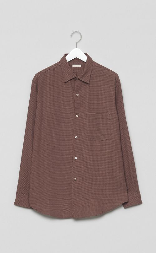 レーヨンリネンチェックシャツ