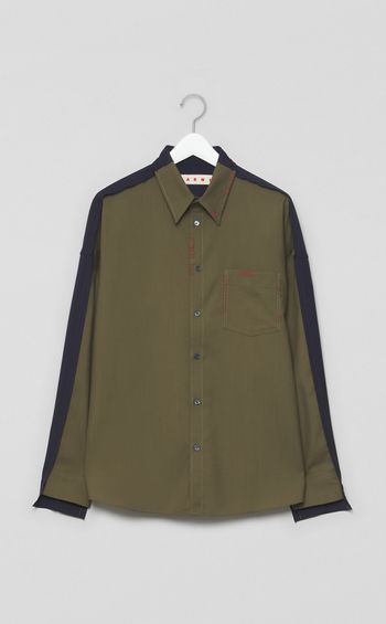 バイカラートロピカルウールシャツ