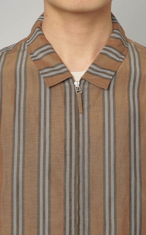 キュプラリネンジップシャツ