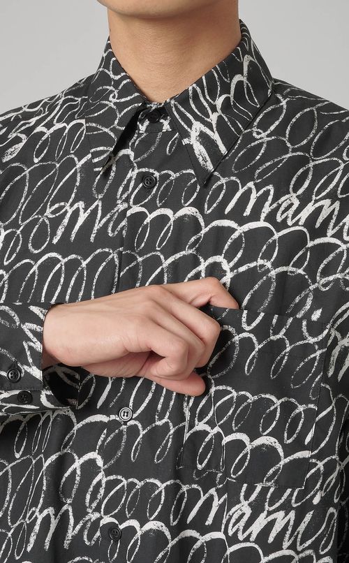 スクラブルプリントポプリンシャツ