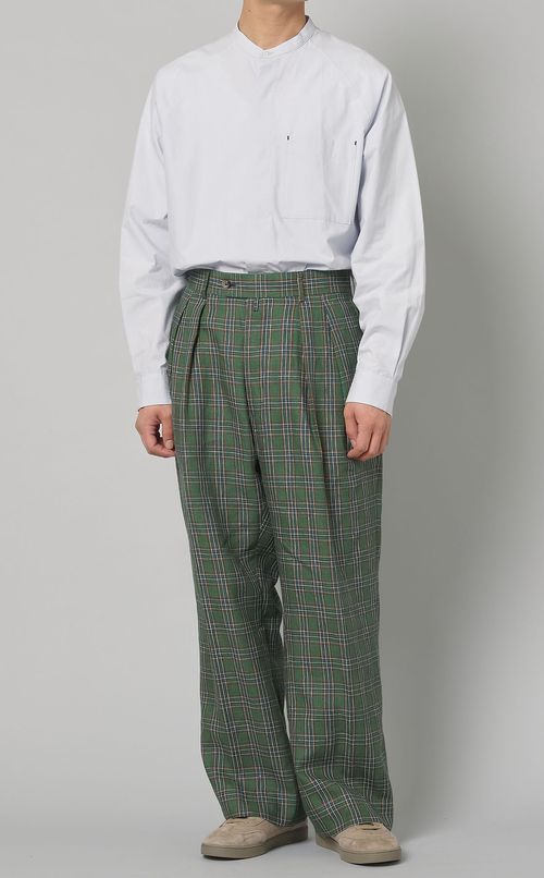 リネンチェック2タックパンツ