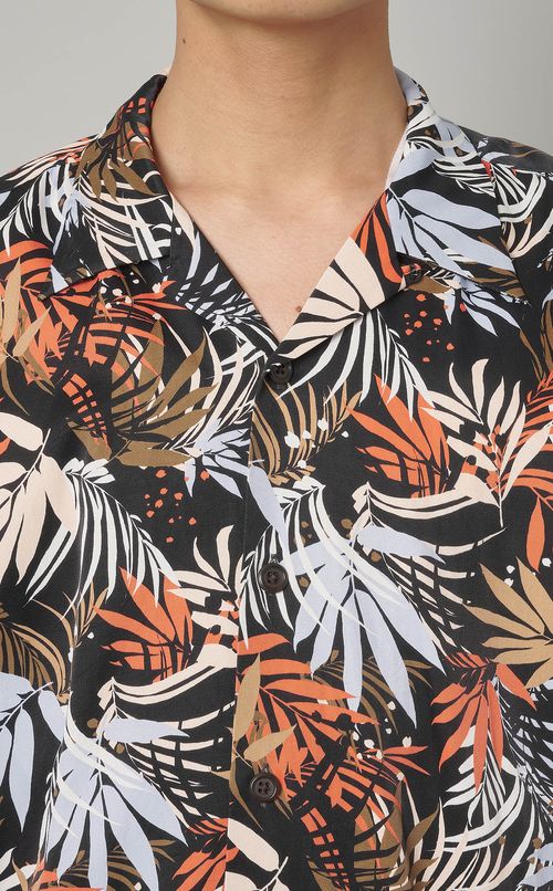 ツイルプリントアロハシャツ