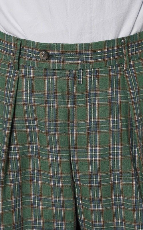 リネンチェック2タックパンツ