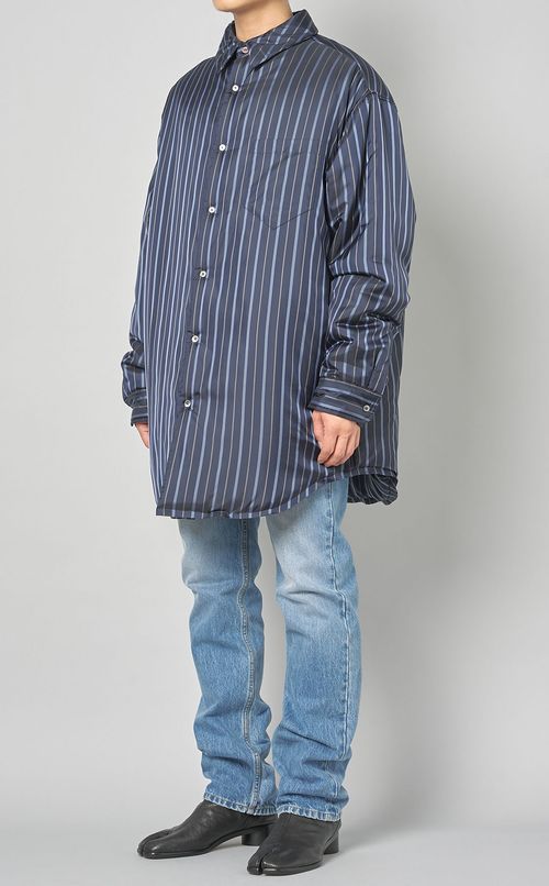 レジメンタルストライプパファーシャツ