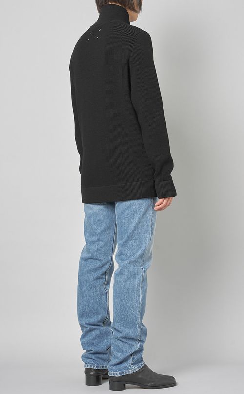 リブニットハイネックカーディガン