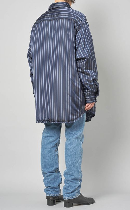 レジメンタルストライプパファーシャツ