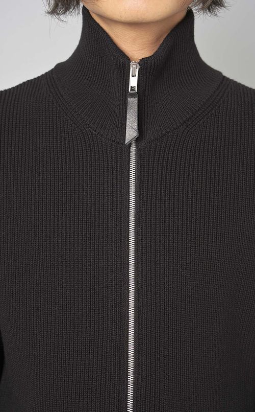 リブニットハイネックカーディガン