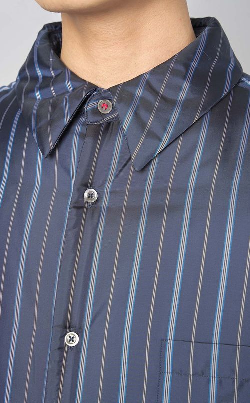 レジメンタルストライプパファーシャツ