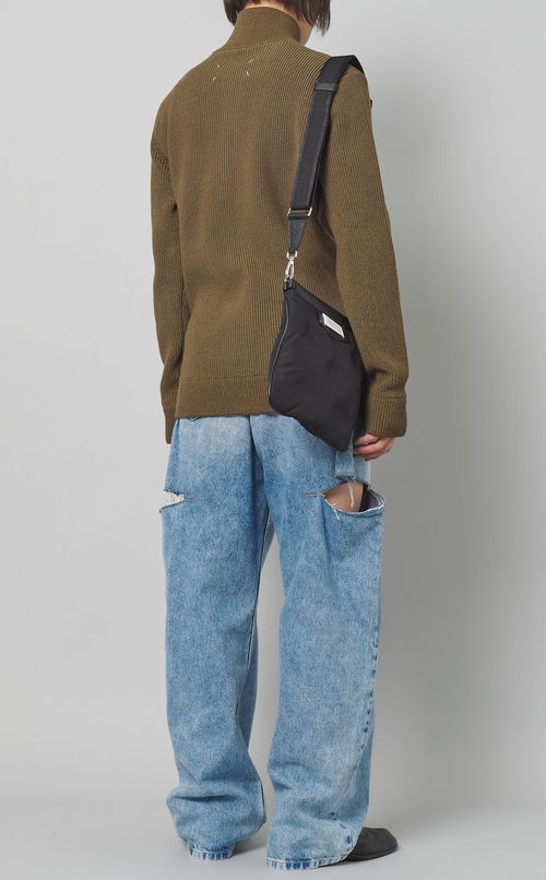 リブニットハイネックカーディガン