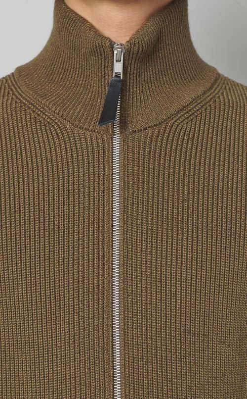 リブニットハイネックカーディガン