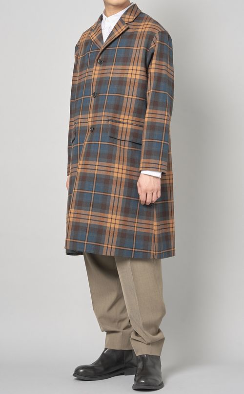 ウールチェックチェスターコート