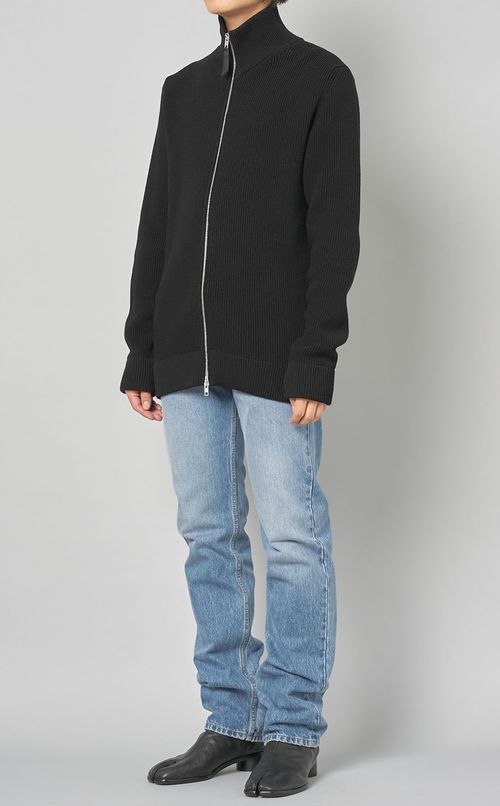 リブニットハイネックカーディガン