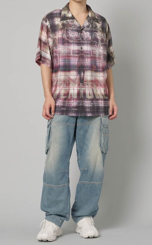 チェックプリントオープンシャツ