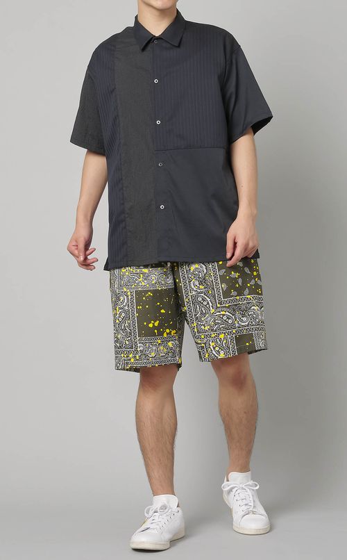 パッチワークショートスリーブシャツ