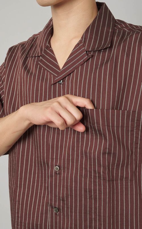 エアファインストライプオープンシャツ