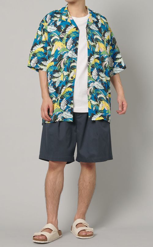 ツイルプリントアロハシャツ