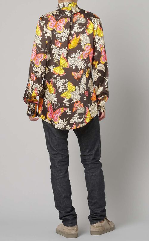 バタフライプリントシャツ