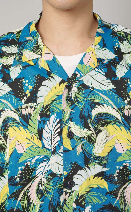 ツイルプリントアロハシャツ