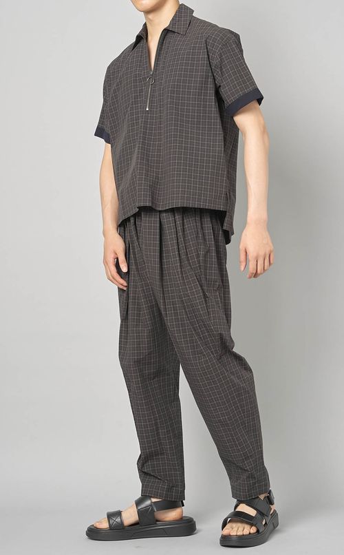 チェックワイドパンツ