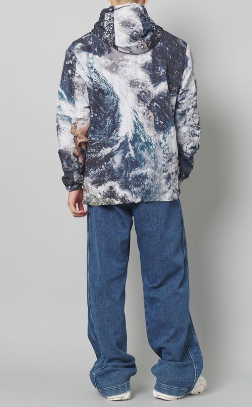 リンクルナイロンプリントパーカー