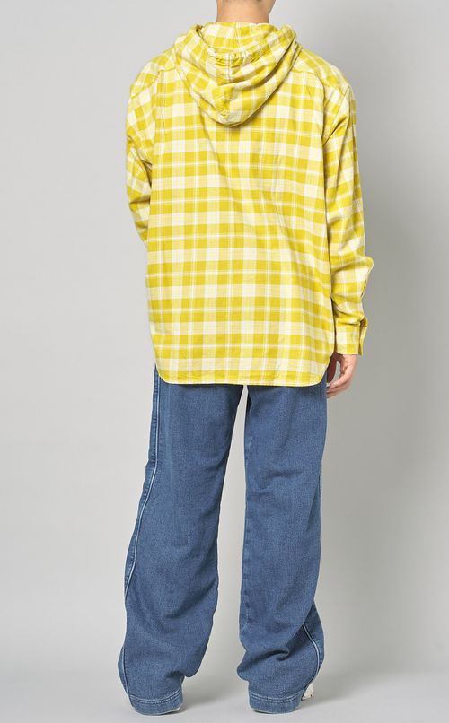 チェックネルフーディシャツ